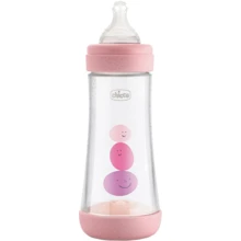 Пляшка для годування пластикова Chicco PERFECT 5 з силіконовою соскою 4м + 300 мл Рожева (20235.10.40): Матеріал пластик
