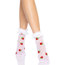 Носки с клубничным принтом Leg Avenue Strawberry ruffle top anklets One size: Для кого Для женщин