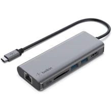 Адаптер Belkin Adapter USB-C to HDMI + SD + 2xUSB + RJ45 + USB-C Grey (AVC008BTSGY): Колір сірий