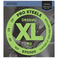 Струна для гитар Струны D`ADDARIO EPS300 ProSteels, Custom LT Top / MD Bottom, 43-107, Tapered: Тип Комплект струн