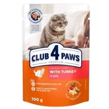 Влажный корм Club 4 Paws Premium Adult cats для кошек с индейкой в желе 24х100 г (4820215364256): Тип Паучи