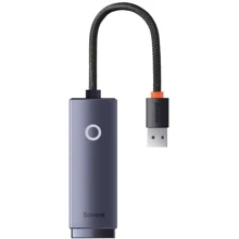 Адаптер Baseus Adapter Lite Series USB to RJ45 Ethernet 1000Mbps Black (WKQX000113): Цвет черный