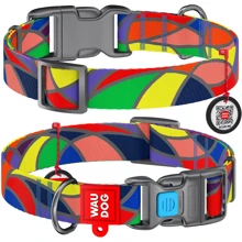 Ошейник WAUDOG Nylon с QR-паспортом, рисунок "Витраж", пластиковый фастекс 20 мм 24-40 см разноцветный (4577): Производитель WAUDOG