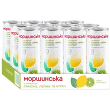 Вода Моршинська сильногазированная с ароматом лимона, лайма и мяты 12х0.33 л (DS482001700239412): Объем, л 3.96