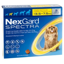 Таблетки от блох клещей и гельминтов NexGard Spectra 1 г для собак 3.5-7.5 кг 3 штуки упаковка цена за 1 таблетку: Тип Таблетки