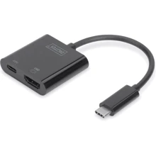 Адаптер Digitus Adapter USB-C to HDMI+USB-C Black (DA-70856): Колір черный