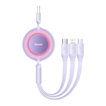 Кабель Baseus USB Cable to Micro USB/Lightning/Type-C Bright Mirror 2 Series Retractable 66W 1.1m Purple (CAMJ010105): Тип USB Cable - Lightning/microUSB/USB-C