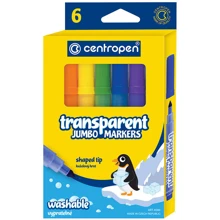 Фломастери CENTROPEN 8580 JUMBO TRANSPARENT, набір 6 шт. (8580/06): Тип Cтандарт