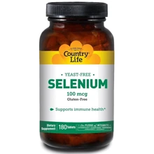 Country Life Selenium 100 mcg 180 Tabs Селен бездрожжевой: Тип Селен