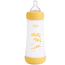 Пляшечка для годування Chicco Perfect 5 Love із силіконовою соскою 4+ міс. 300 мл жовта (20235.31.40) (8058664153992): Матеріал пластик