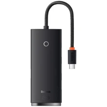 Адаптер Baseus Adapter Lite Series USB-C to 4хUSB3.0+USB-C Black (WKQX030301): Колір черный