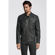 Шкіряна куртка Bruno Banani 31625400 50 сіра демісезон: Вид куртки