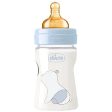 Пляшка для годування пластикова Chicco Original Touch з латексної соскою 0м + 150 мл Блакитна (27610.20): Матеріал пластик