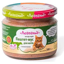 Влажный корм для кошек Леопольд Паштет-мусс с говядиной упаковка 300 г х 6 шт. (4820185490344-6): Тип паштет