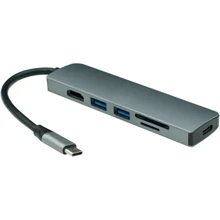Адаптер Qitech Adapter USB-C to USB-C + 2xUSB3.0 + micro SD + SD + HDMI Space Gray (QT-Hub2с): Колір сірий