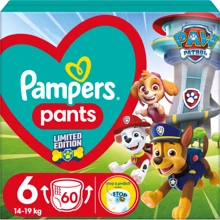 Подгузники Pampers Extra Large Размер 6 (14-19 кг) Paw Patrol 60 шт (8006540863657): Тип Подгузники-трусики