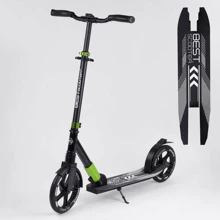 Самокат алюмінієвий Best Scooter з PU колесами, і 1 переднім амортизатором Black / Green (99629): Кількість коліс 2