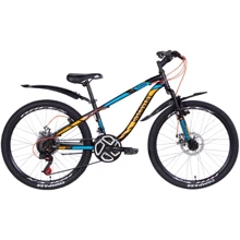 Велосипед в коробке 24" Discovery FLIPPER AM DD рама-13" ST черно-синий с оранжевым (м) с крылом Pl 2021: Материал рамы сталь
