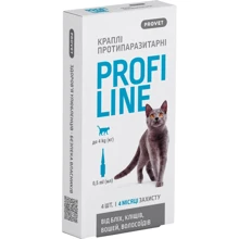 Капли на холку ProVET Profiline для котов до 4 кг 4 пипетки по 0.5 мл (4823082431113): Тип Капли