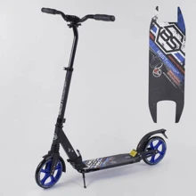 Самокат алюмінієвий Best Scooter з PU колесами, 2 аммортизаторами Black / Blue (92088): Кількість коліс 2