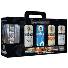 Подарочный набор пива Krombacher в ассортименте 4х0.5 л + бокал 0.4 л (4008287022032): Объем, л 2