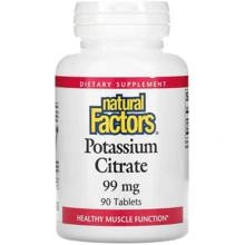 Natural Factors Potassium Citrate Цитрат калію 99 мг 90 таблеток: Тип Калий
