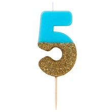Сервировка стола Свечка-номер 5 Talking Tables Голубого цвета 1 шт (BDAY-CANDLE-BLU-5): undefined undefined
