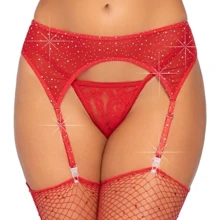 Пояс для чулок Leg Avenue Rhinestone garterbelt Red One Size: Для кого Для женщин