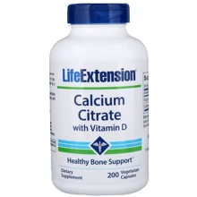 Life Extension Calcium Citrate with Vitamin D 200 Veg Caps Цитрат кальция с витамином Д: Тип Кальций