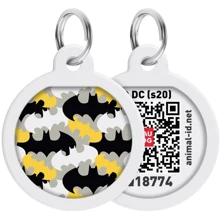 Адресник металевий WAUDOG Smart ID з QR паспортом малюнок Бетмен візерунок 30 мм (230-1020): Виробник WAUDOG