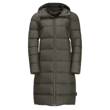 Пуховик Jack Wolfskin Crystal Palace Coat 1204131-5066 40 серо-оливковый зимний с капюшоном длинный: Сезон Зима