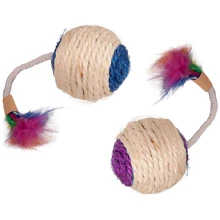 Игрушка для котов Flamingo Bouly Sisal Ball Feather сизалевый мяч с перьями диаметр 6 см: Производитель Flamingo