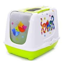 Туалет Moderna Trendy Cat Friends Forever для кошек c угольным фильтром и совком, 50х39х37 см зеленый (C235173FF): Вид Закрытый