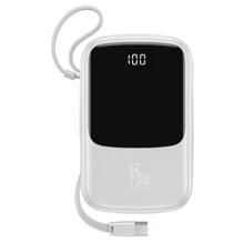 Внешний аккумулятор Baseus Power Bank 10000mAh with USB-C Cable Q Pow Display 15W White (PPQD-A02): Количество USB 3