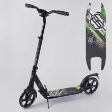 Самокат алюмінієвий Best Scooter з PU колесами, 2 аммортизаторами Black / Green (92090): Кількість коліс 2