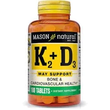 Mason Natural Vitamin K2 100 mcg Plus Vitamin D3 Вітаміни К2 та Д3 100 таблеток: Тип вітамін K