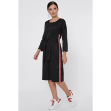 Платье FashionUp PL-1778B 42 черное повседневное удлиненное миди: Состав Полиэстер, Хлопок