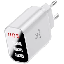Зарядний пристрій Baseus USB Wall Charger 3xUSB 3.4A Mirror Lake Intelligent Digital Display White (CCALL-BH02): Сила струму 2.4а і більш