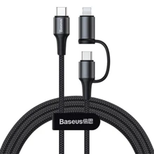 Кабель Baseus Cable USB-C to Lightning/USB-C Twins 1m Black (CATLYW-H01): Тип USB-C - Lightning/USB-C