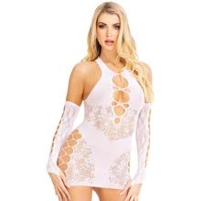 Мини-платье Leg Avenue Mini Dress And Matching Glove White One Size: Для кого Для женщин