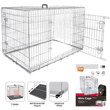 Клетка для собак Flamingo Wire Cage двухдверная с ручкой и выдвижным поддоном 17 кг 120х76х82 см: Производитель Flamingo