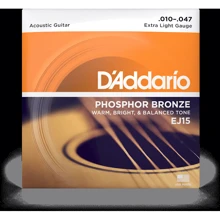 Струна для гитар Струны для акустической гитары D'ADDARIO EJ15 PHOSPHOR BRONZE EXTRA LIGHT (10-47): Тип Комплект струн