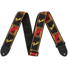 Ремінь для гітар Fender 2 Monogrammed Black/Yellow/Red Strap (20515): Виробник Fender
