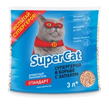 Наполнитель туалетов SuperCat для котов стандарт впитывающий 1 кг (3 л): Вид Древесный