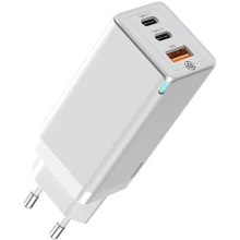 Зарядний пристрій Baseus Wall Charger GaN2 2xUSB-C+USB 65W White (CCGAN-B02): Особливості Быстрая зарядка, USB-C