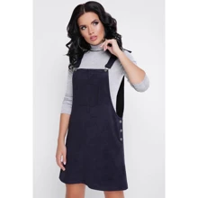 Сарафан FashionUp SRF-1645C 42 синий повседневный до середины бедра: Состав Полиэстер, Хлопок