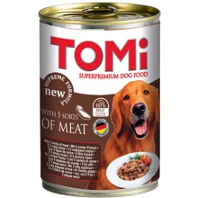 Консерви для собак TOMi 5 kinds of meat 5 ВИДІВ М'ЯСА супер преміум корм, 1.2 кг: Тип вологий корм