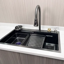 Кухонная мойка Lefton WaterFall A3 с аксессуарами серо-черный: Форма Прямоугольная