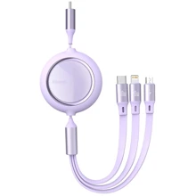 Кабель Baseus USB Cable to Lightning/microUSB/USB-C Bright Mirror Retractable 1.2m Purple (CAMLC-AMJ05): Тип USB Cable - Lightning/microUSB/USB-C