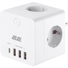 Сетевой фильтр 2E 3*USB-A, 1*USB-C, white (2E-AD431WH): Количество розеток, шт 3